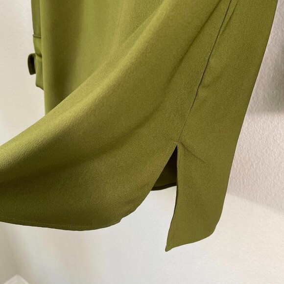 J Crew Womens Small Moss Green Blouse 3/4 Sleeve Shirt Top V Neck - Picture 10 of 12
